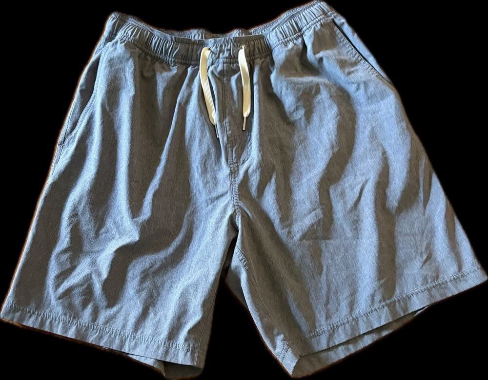 Fair Harbor Shorts Mens XL Blue Gray Heathered Swim Trunks Lined Zipper Pocket